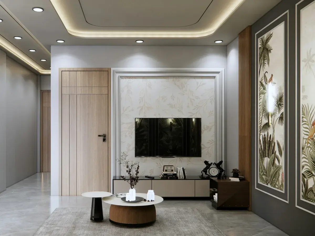 Gypsum false ceiling with concealed cove lighting installed by Nestora Interiors in Hyderabad